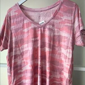 Pink Camouflage V-Neck T-Shirt
